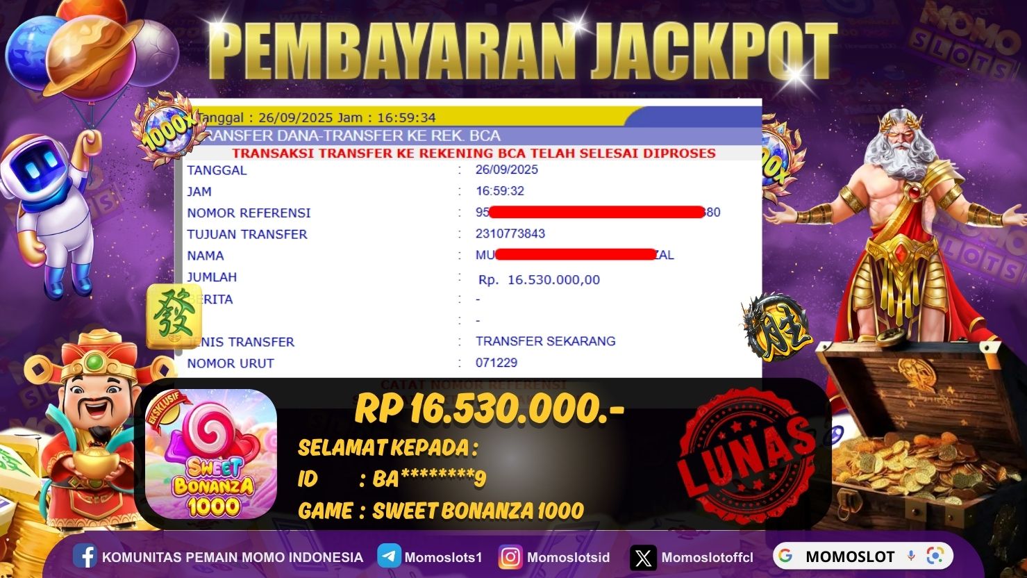 MOMOSLOTS JACKPOT SLOT SWEET BONANZA 1000
